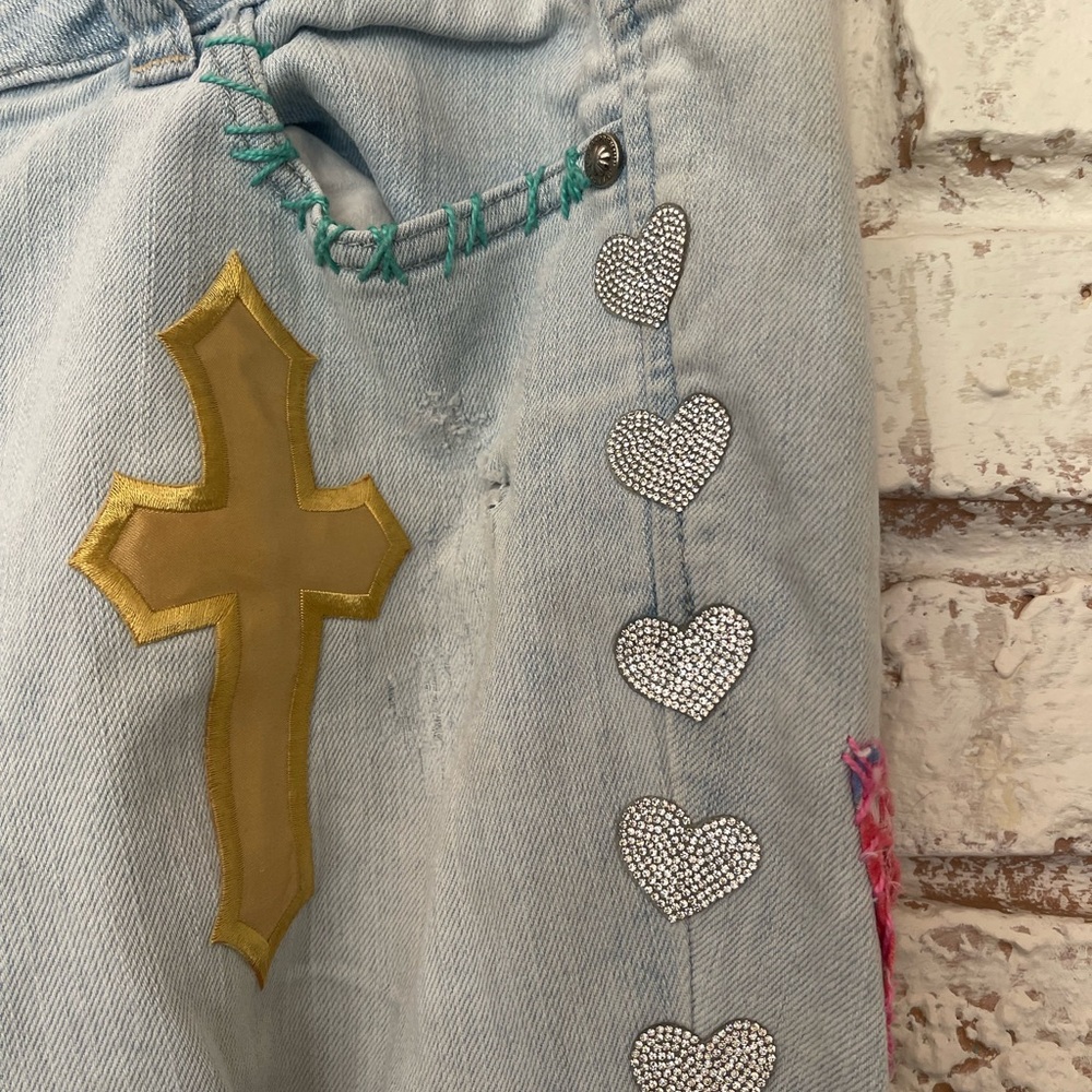 PAPAYA Embroidered Light Blue Jeans - Picture 7 of 15